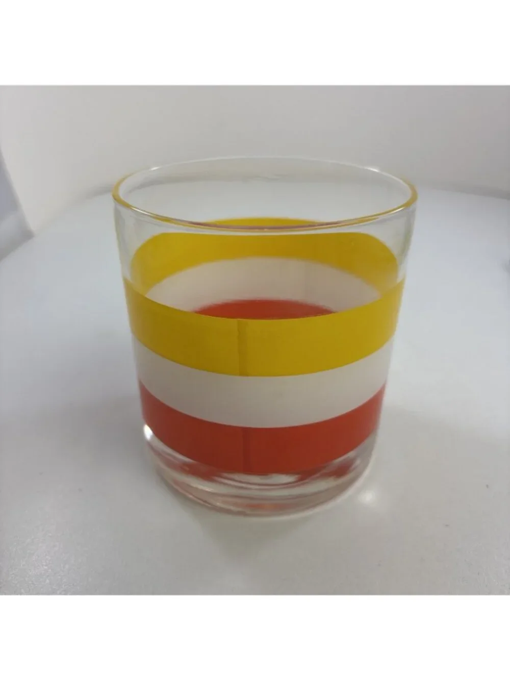 1 MCM Georges Briard CABANA Striped Orange Sunrise Old Fashion Barware Glasses